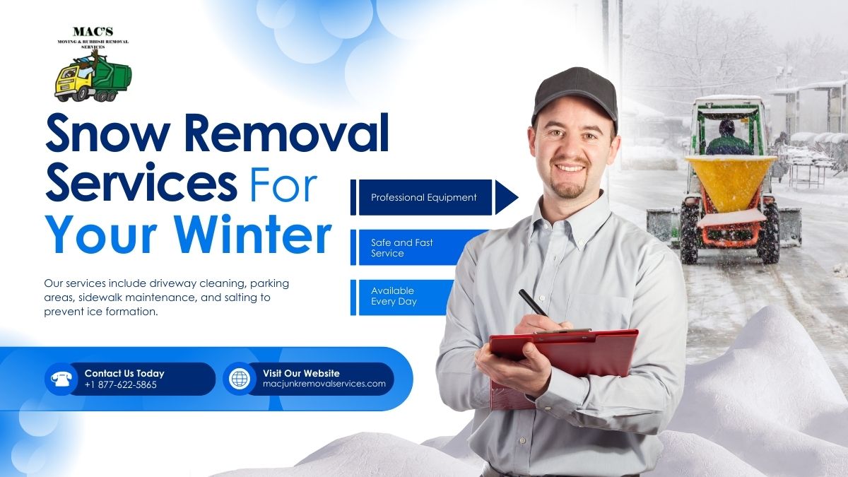 Local snow removal expert from Mac Junk Removal Services Inc. clearing a driveway in Brooklyn, NY